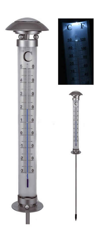 Spetebo Gartenthermometer XXL Solar Außenthermometer - 112 cm, Stück 1-tlg., Solar Thermometer, Solar betrieben