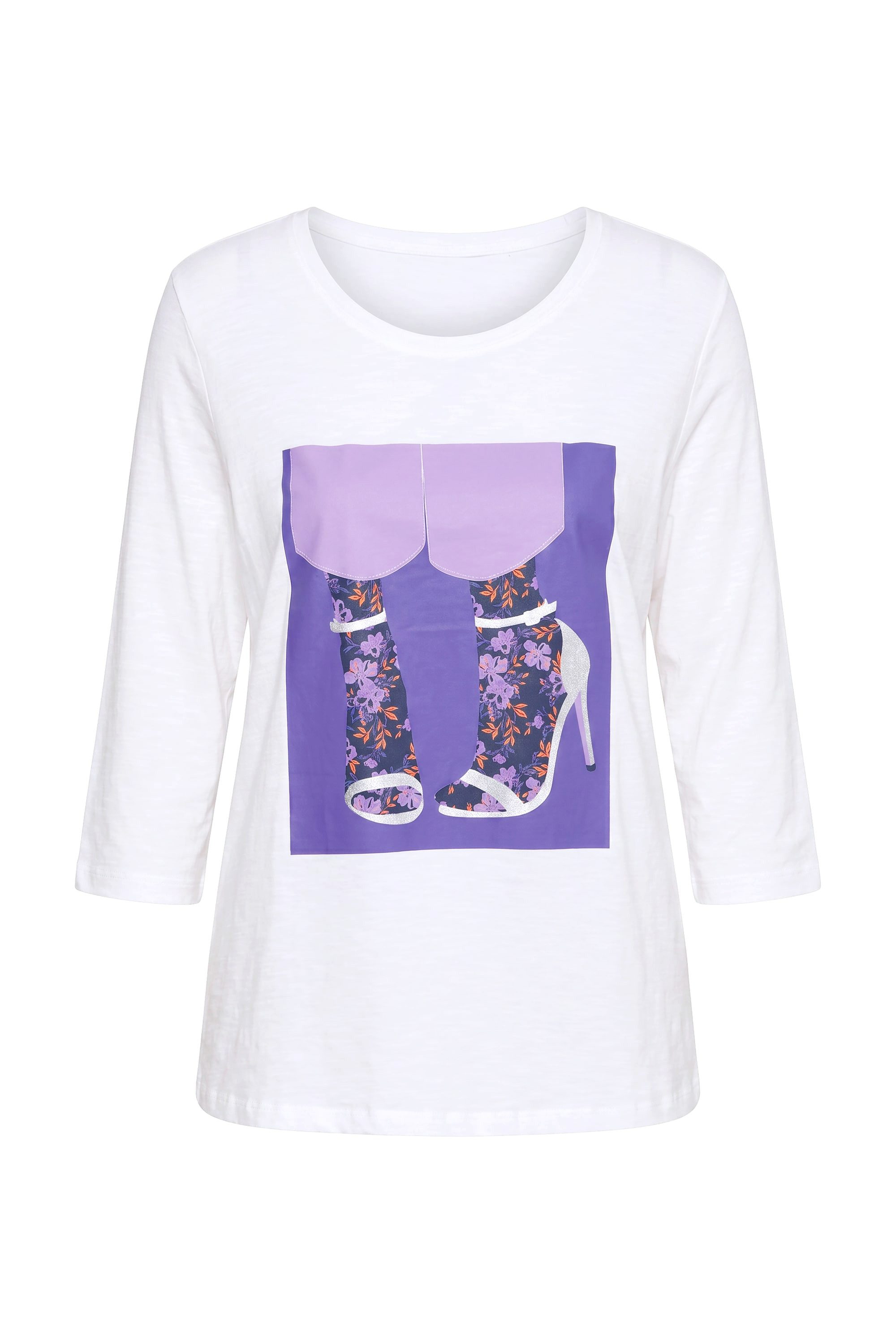 Ulla Popken T-Shirt Shirt Schuhe Classic Rundhalsausschnitt 3/4-Arm