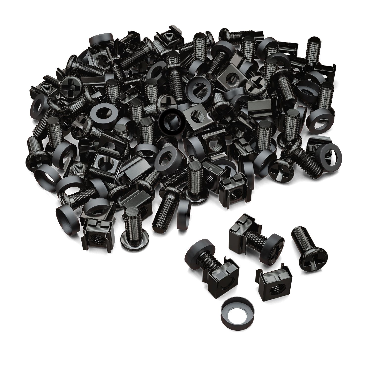 deleyCON deleyCON 50x M6 Käfigmuttern Schrauben Set für Netzwerkschränke & Netzwerk-Patch-Panel