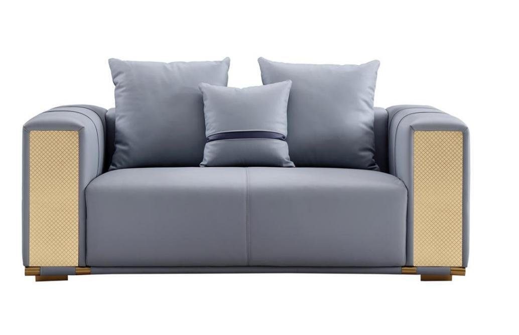 JVmoebel 2-Sitzer Luxus Wohnzimmer Sofa 2 Sitzer Polstersofa Blau Textil Sitz Design, 1 Teile, Made in Europa