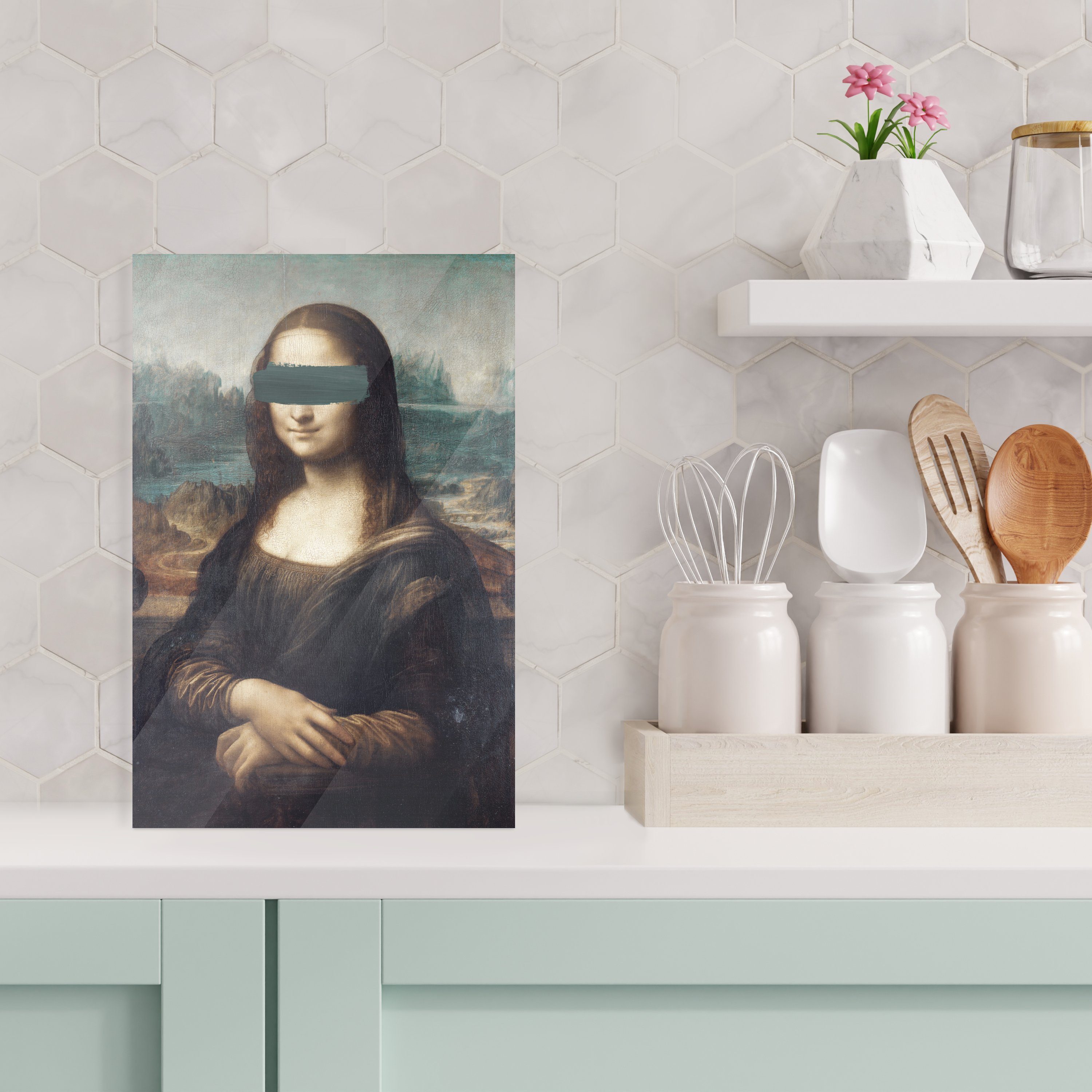 Grün, - (1 Bilder bunt Acrylglasbild Leonardo auf MuchoWow - - Vinci Wanddekoration Foto Glasbilder - - St), da Wandbild auf Glas Mona Lisa Glas