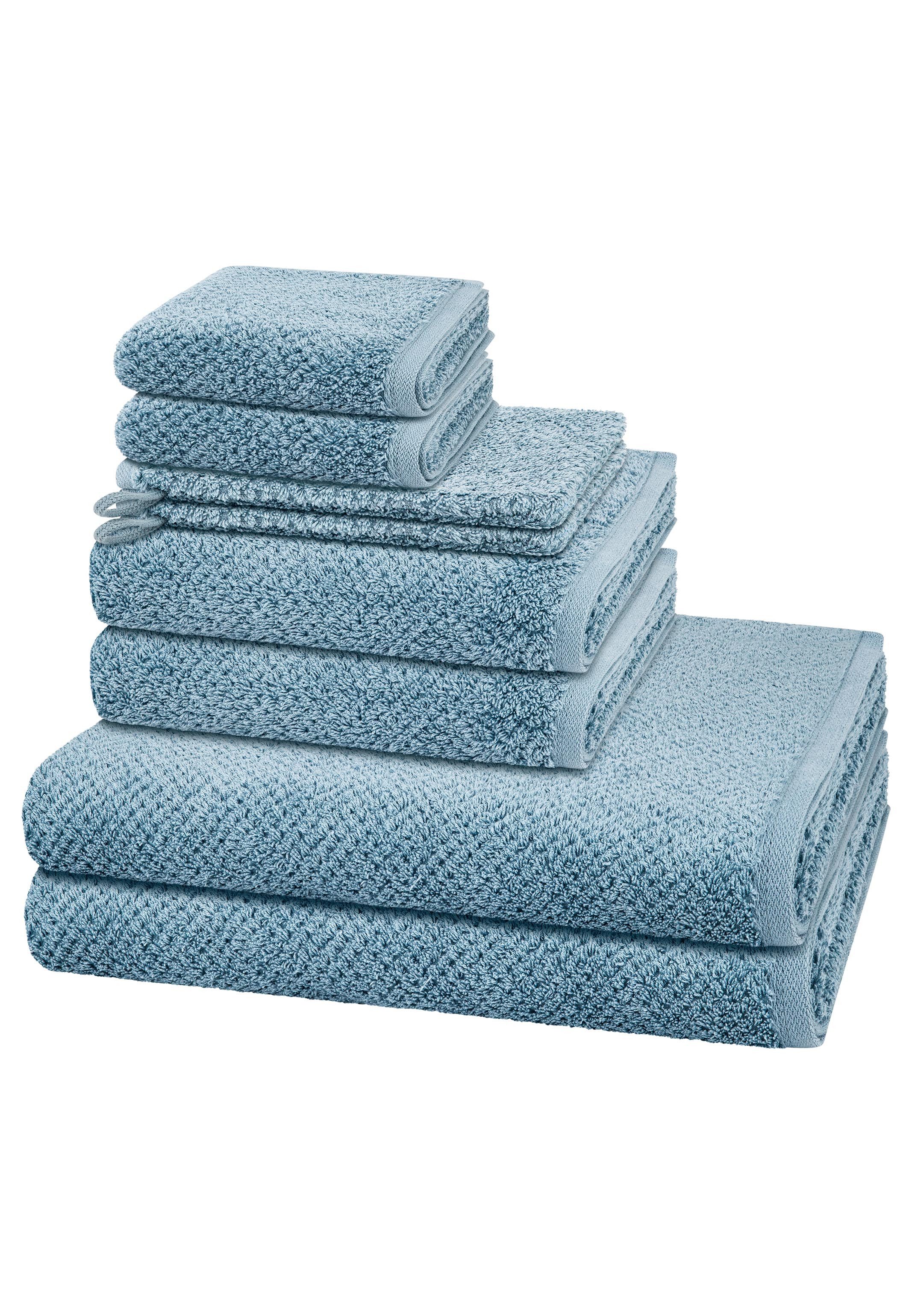 Cawö Handtuch Set Pure, Walkfrottee (Spar-Set, 8-St), 2 X Wasch- 2 X Gäste- 2 X Dusch- 2 X Handtuch im Set - Baumwolle