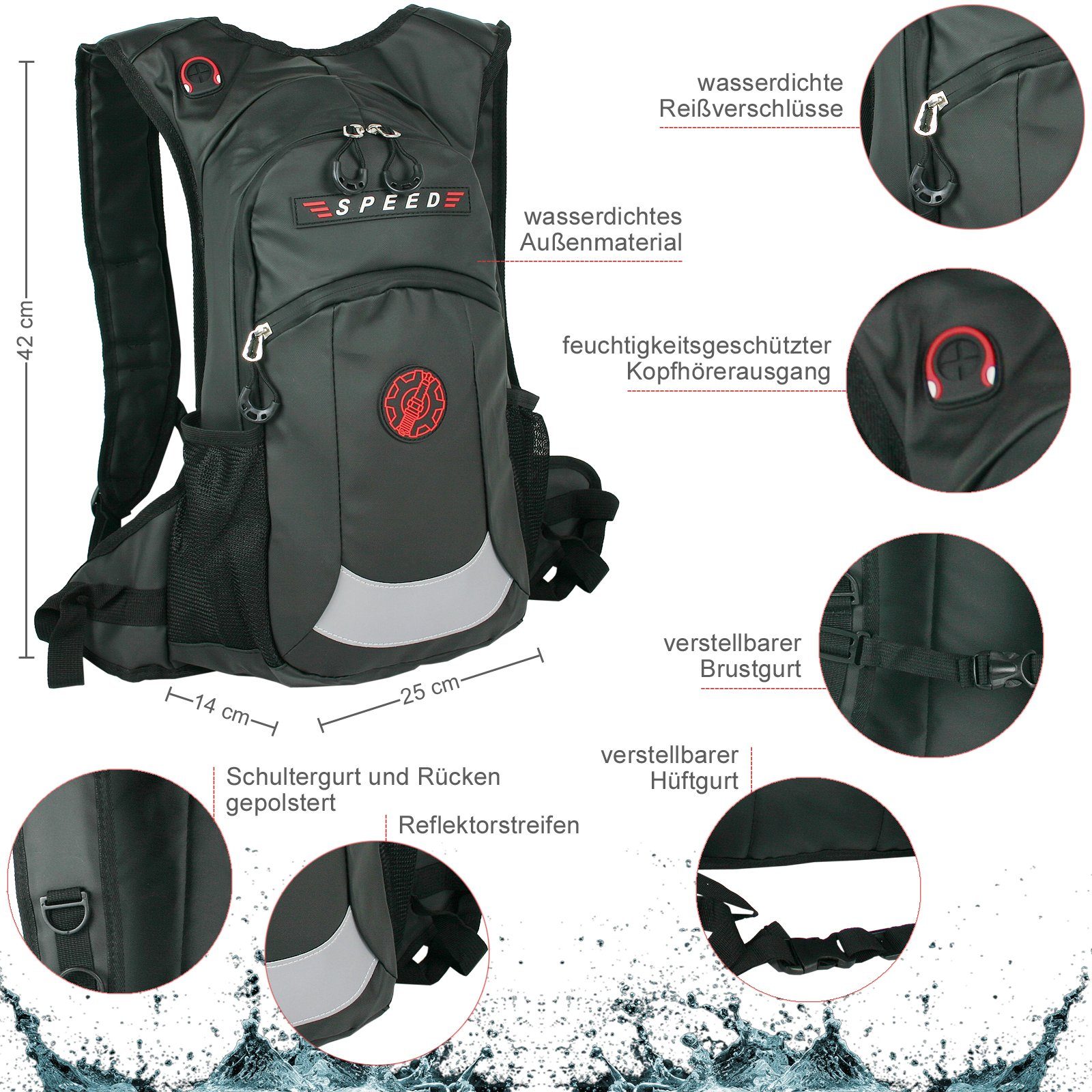 BAG STREET INTERNATIONAL Bicycle Backpack - Waterproof Motorcycle Backpack - Ergonomic - Sports, Outdoor