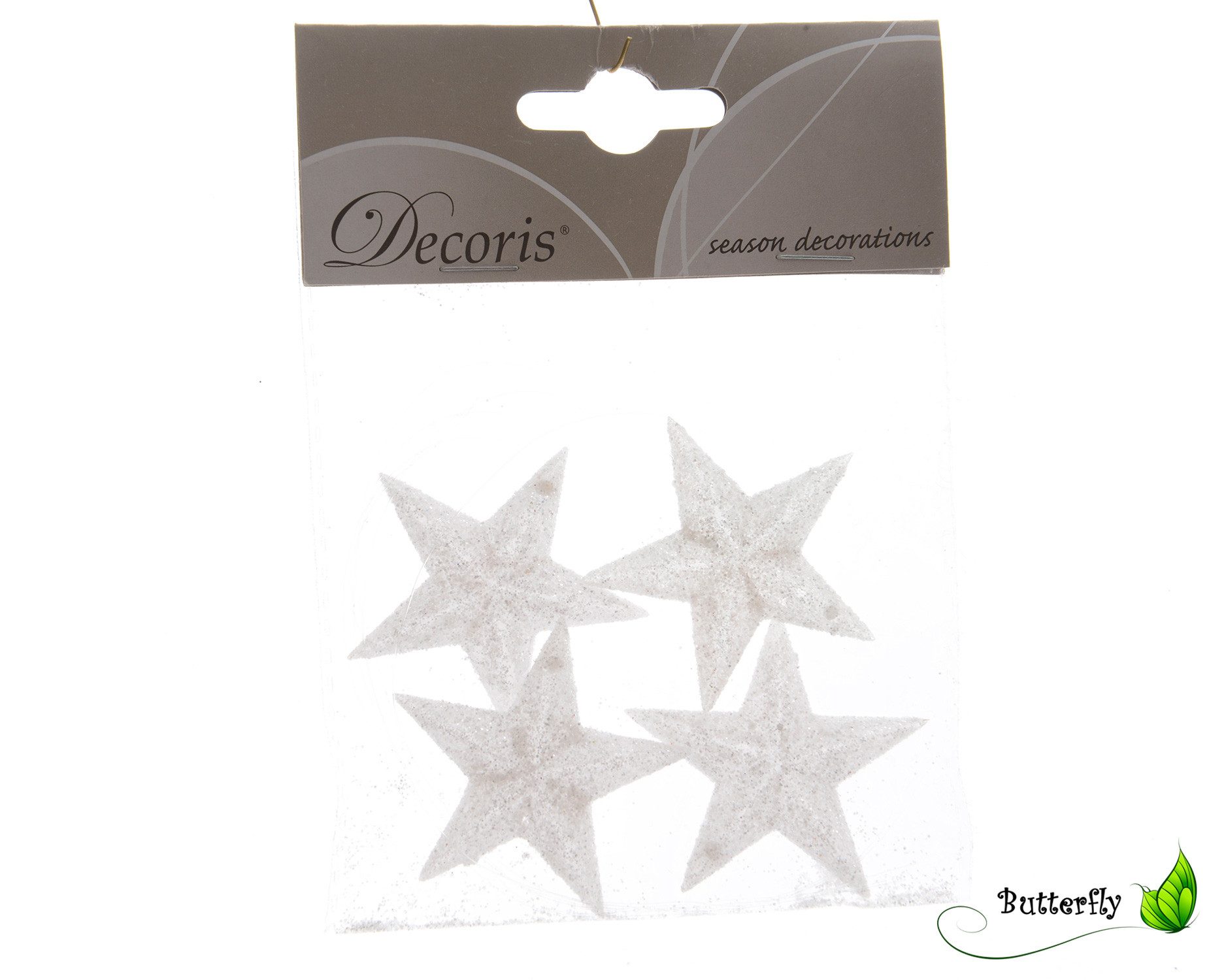 Kaemingk Christbaumschmuck, Anhänger Sterne Kunststoff 4,5cm weiß halbtransparent 4 Stück