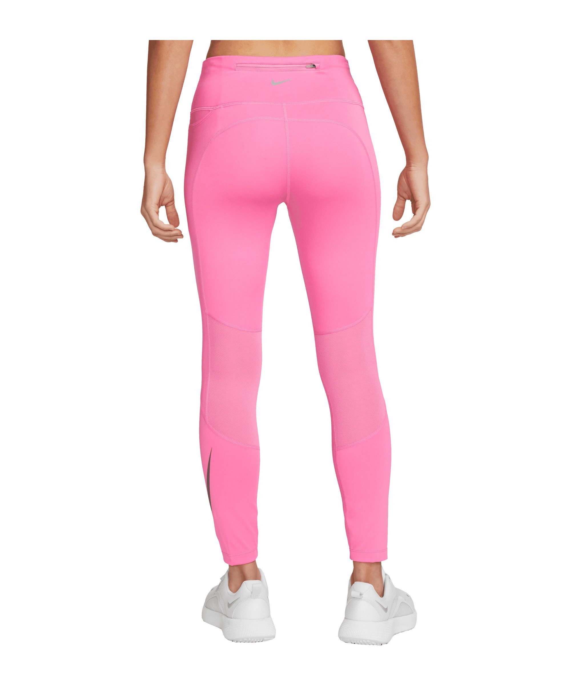 Nike Leggings Damen 7/8 pinksilber Laufhose Mid-Rise Fast