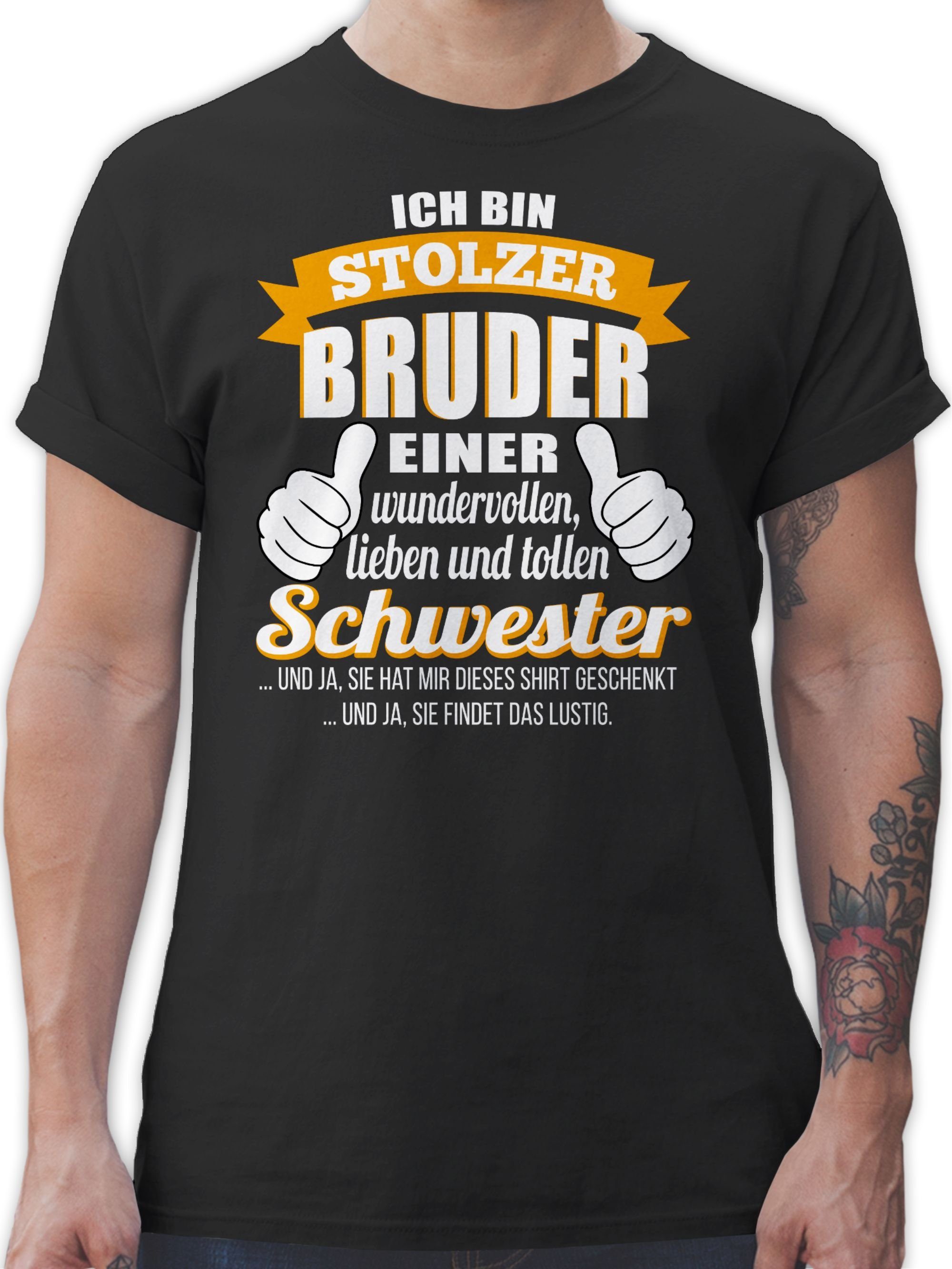 Shirtracer T-Shirt Ich bin ein Stolzer Bruder - orange Bruder 2 Schwarz