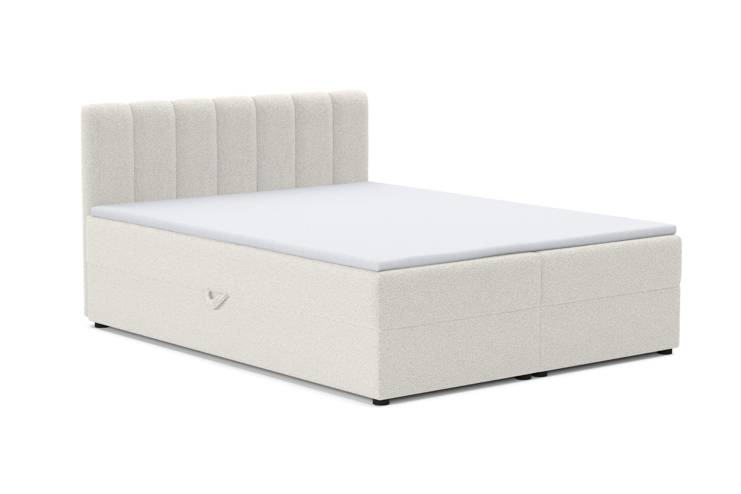 Deine Möbel 24 Boxspringbett VANESSA mit Bettkasten & Topper, Bouclé Stoff Quelle (Größe: 140x200 160x200 180x200 200x200, 1-St., Polsterbett in Weiß, Creme, Hellgrau, Grau, Schwarz), Komfortbett mit Matratzen H3/H4, gepolstertes Kopfteil, Boxbett
