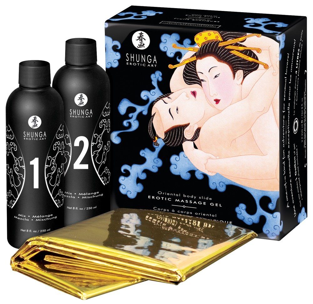 Massagegel 250 Gel Body-to-Body Shunga Gleit- ml, 2 SHUNGA Massage Geschenkidee x - Exotic Verliebte und für Fruits Oriental