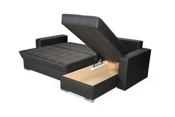 Fun Möbel Ecksofa Sofa ADARA in Kunstleder Ottomane Links oder Rechts, inkl. 3 Rückenkissen und 2 Zierkissen, inkl. 2 Bettkästen