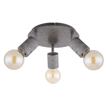 etc-shop Deckenspot, Leuchtmittel nicht inklusive, Deckenleuchte Esszimmerlampe 3 Flammig Metall Silber Alu D 28 cm