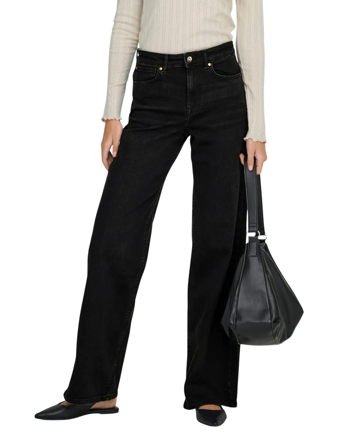 ONLY High-waist-Jeans High-Waist-Bund mit weitem Beim für eine moderne Silhouette