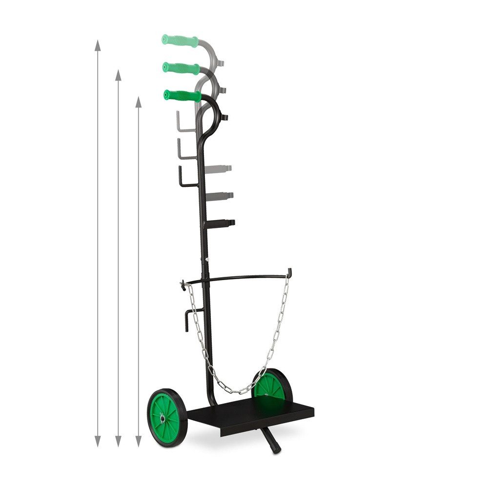 relaxdays Sackkarre 1 Sackkarre Gas Transportwagen bis 25 kg, Höhenverstellbar, Mit Befestigungskette, Mit Haltern & Haken
