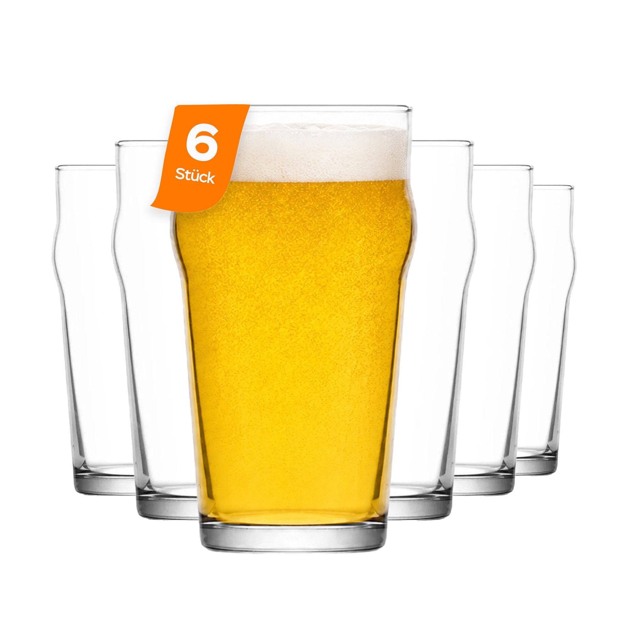 LAV Gläser-Set Noniq Bierglas, 6-tlg., Glas, 6er Set, 570ml, Ideal für Bier, Cider, Softdrinks oder Wasser.