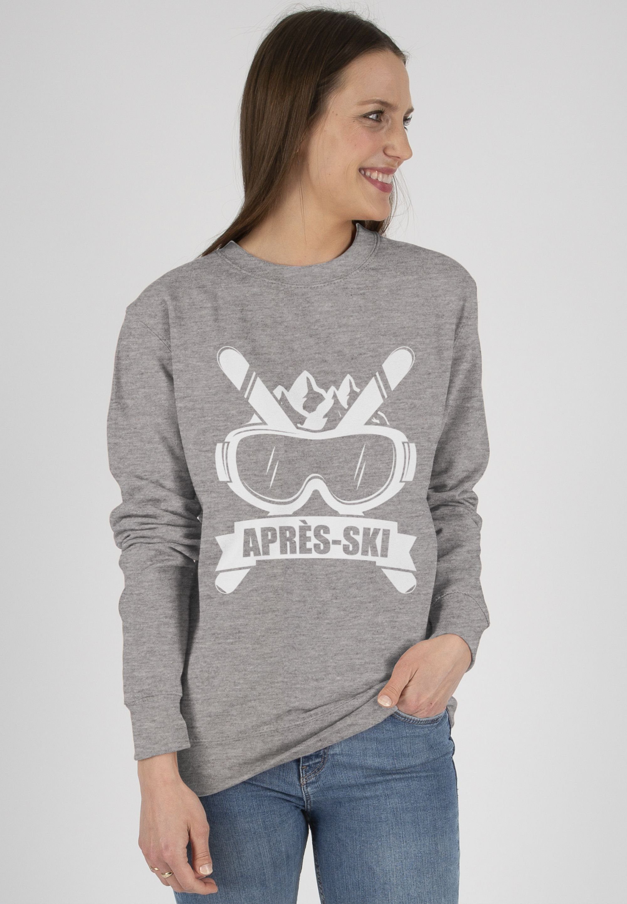 Shirtracer Ski Sweatshirt (1-tlg) Skibrille Après-Ski Apres Grau 3 meliert Party