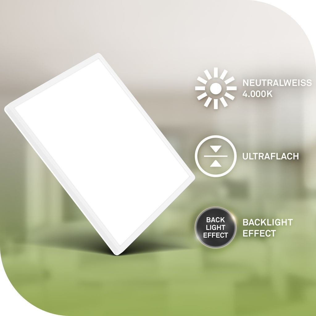 Briloner Leuchten LED Deckenleuchte BKL7549016, LED fest integriert, 2700K - Extra-Warmweiß, LED Deckenlampe 42x42x3 cm Weiß 14W, 3000 lm Wohnzimmer Schlafzimmer