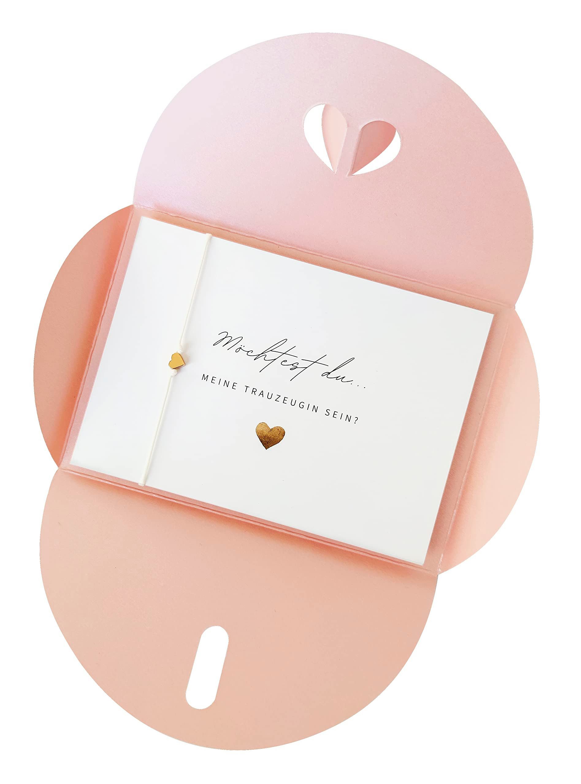 Briefzauber Hochzeitskarte Trauzeugin fragen - Karte mit Armband & Herzumschlag (vers. Varianten)