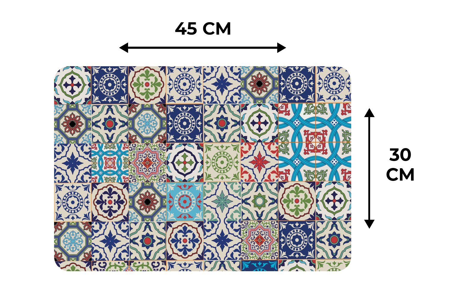Platzset, Blumen - Muster Tischmatten, Blau, - Platzmatte, Platzdecken, - Grün MuchoWow, (6-St), Schmutzabweisend Platzset