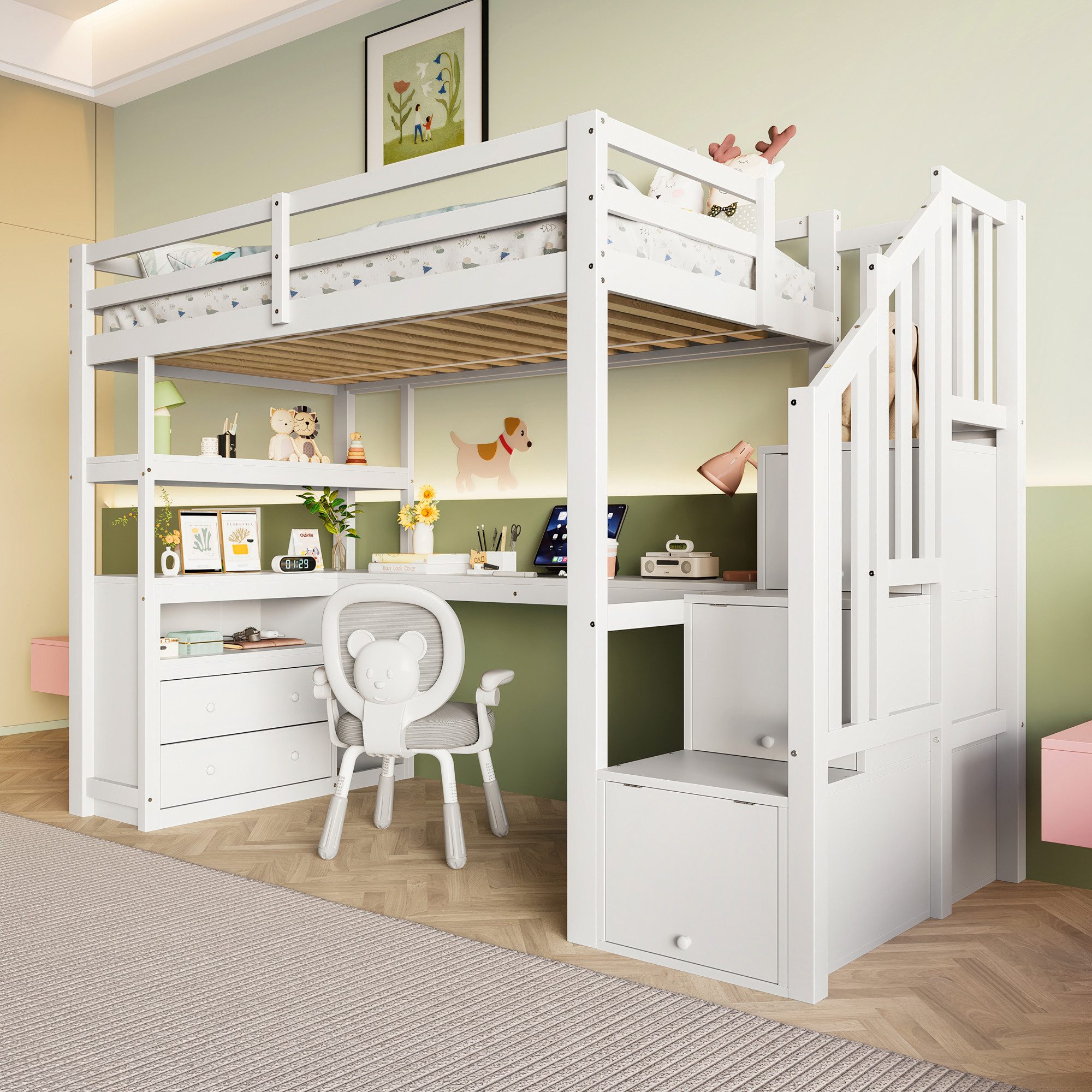 Flieks Hochbett Kinderbett Etagenbett 90x200cm mit günstig online kaufen