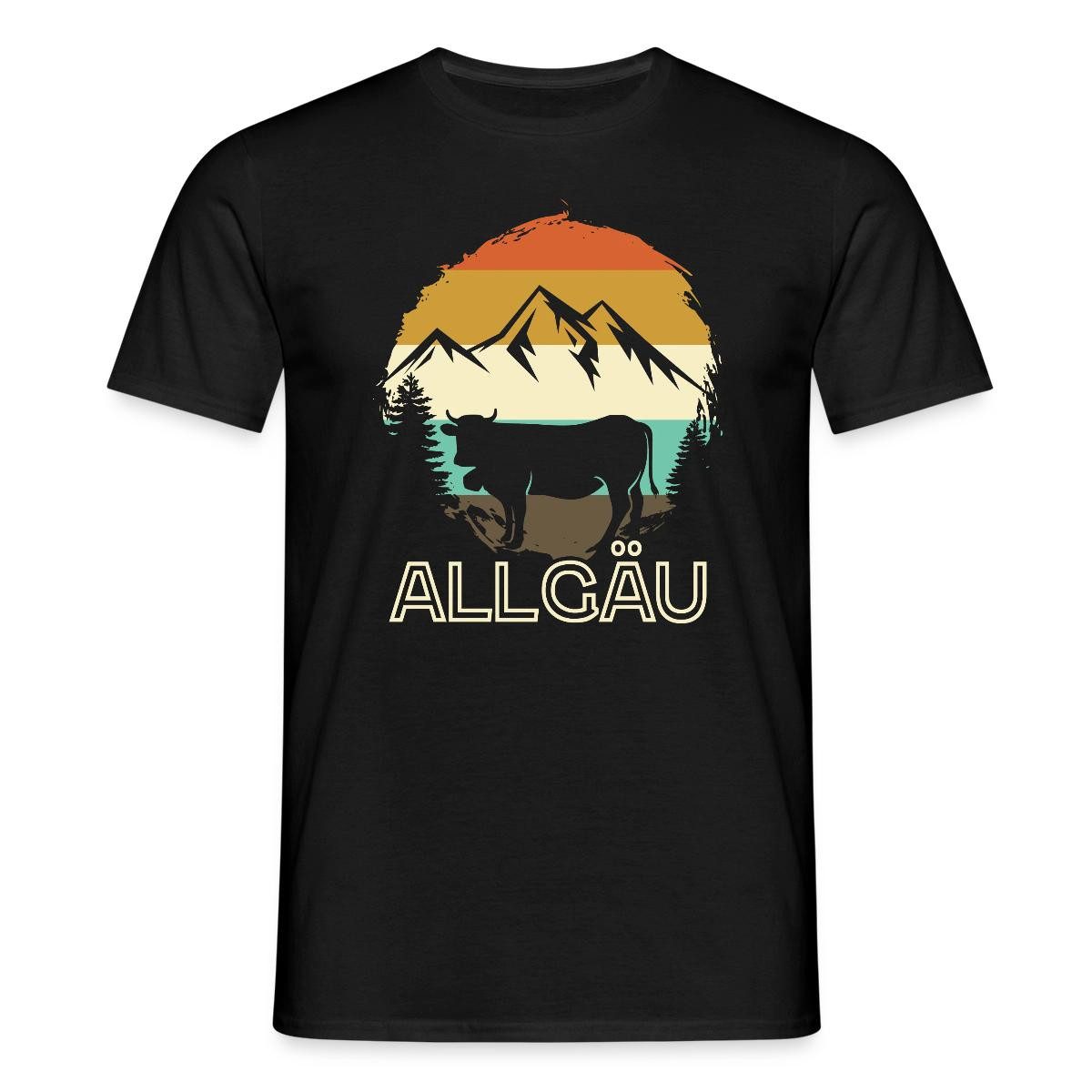 Spreadshirt T-Shirt Allgäu Vintage Berge Und Kuh Retro Männer T-Shirt (1-tlg)