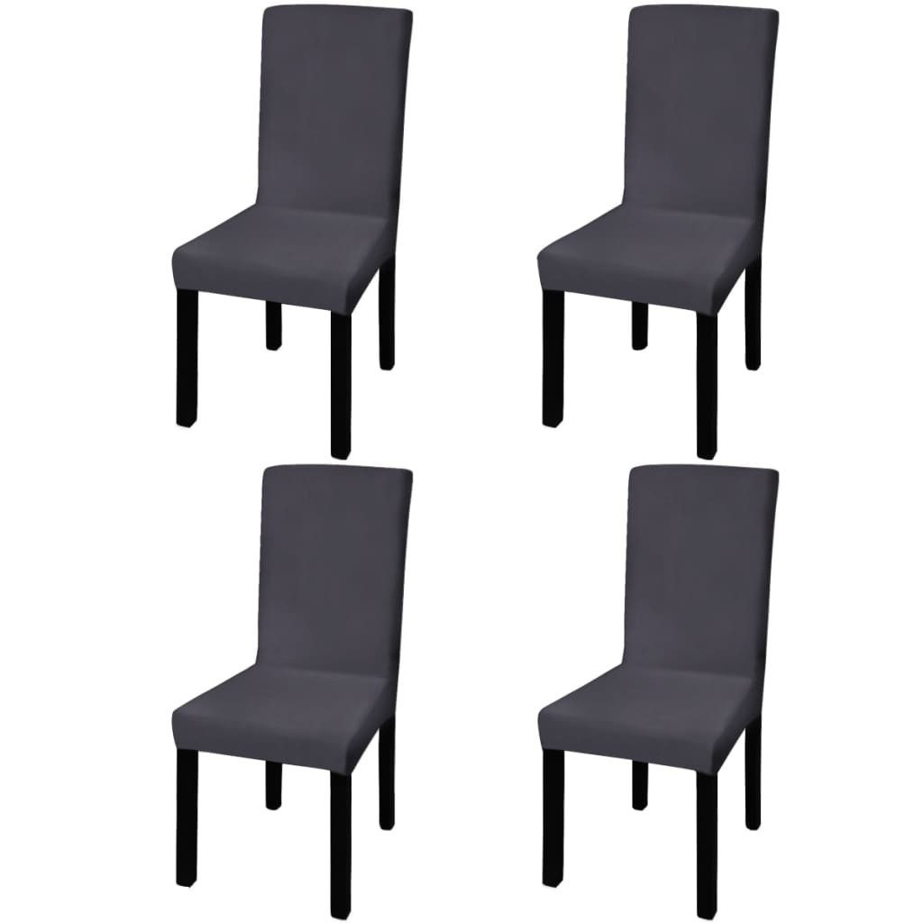 furnicato Stuhlhusse Stuhlhussen Anthrazit für Stühle bis 55 cm Höhe, 4er Set, Knitterfreie Stuhlbezüge aus dehnbarem Stoff, …