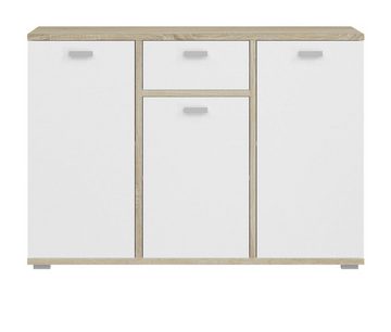 xonox.home Sideboard Cosmo (Kommode in weiß mit Sonoma Eiche, 3-türig, 120 x 84 cm), mit Soft-Close