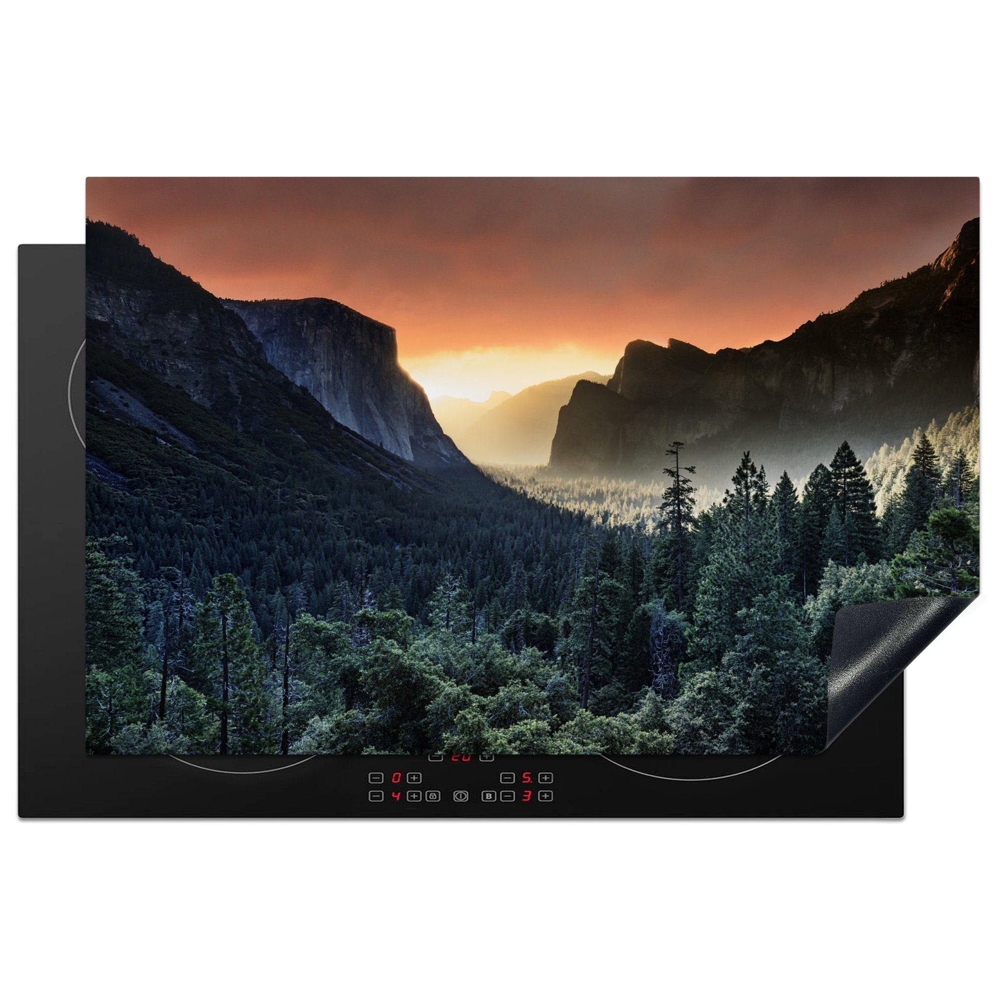 für Vinyl, Ceranfeldabdeckung (1 MuchoWow tlg), die Sonnenaufgang küche, Herdblende-/Abdeckplatte im Kalifornien, in 81x52 cm, Induktionskochfeld Schutz Yosemite-Nationalpark