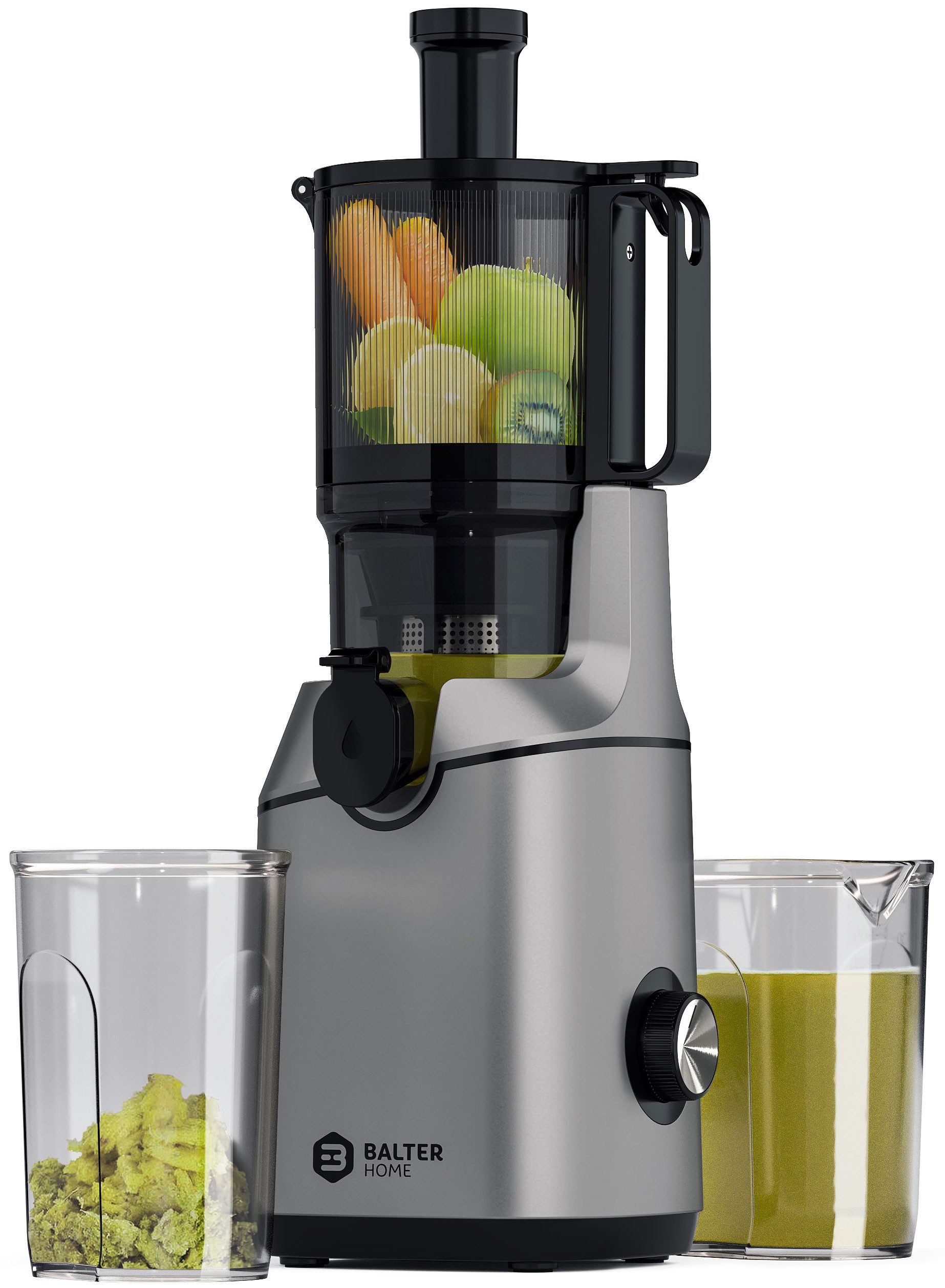Balter Entsafter ES-02, 250 W, Slow Juicer 108MM Öffnung 1,8L Entsafter für Gemüse und Obst