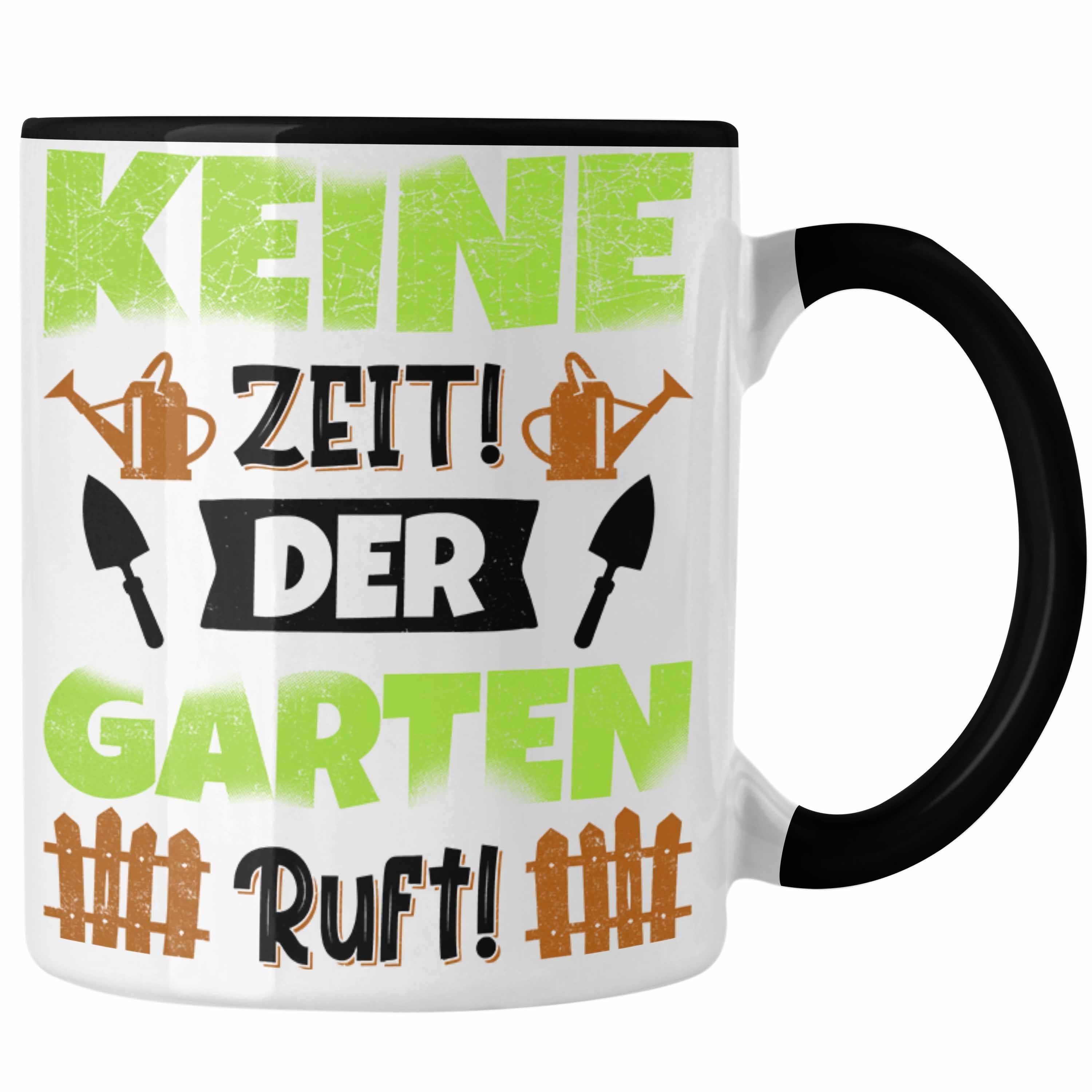 Trendation Tasse Trendation - Gärtner Tasse Geschenk Spruch Garten Becher Kaffeetasse für Hobbygärtner Garten schwarz