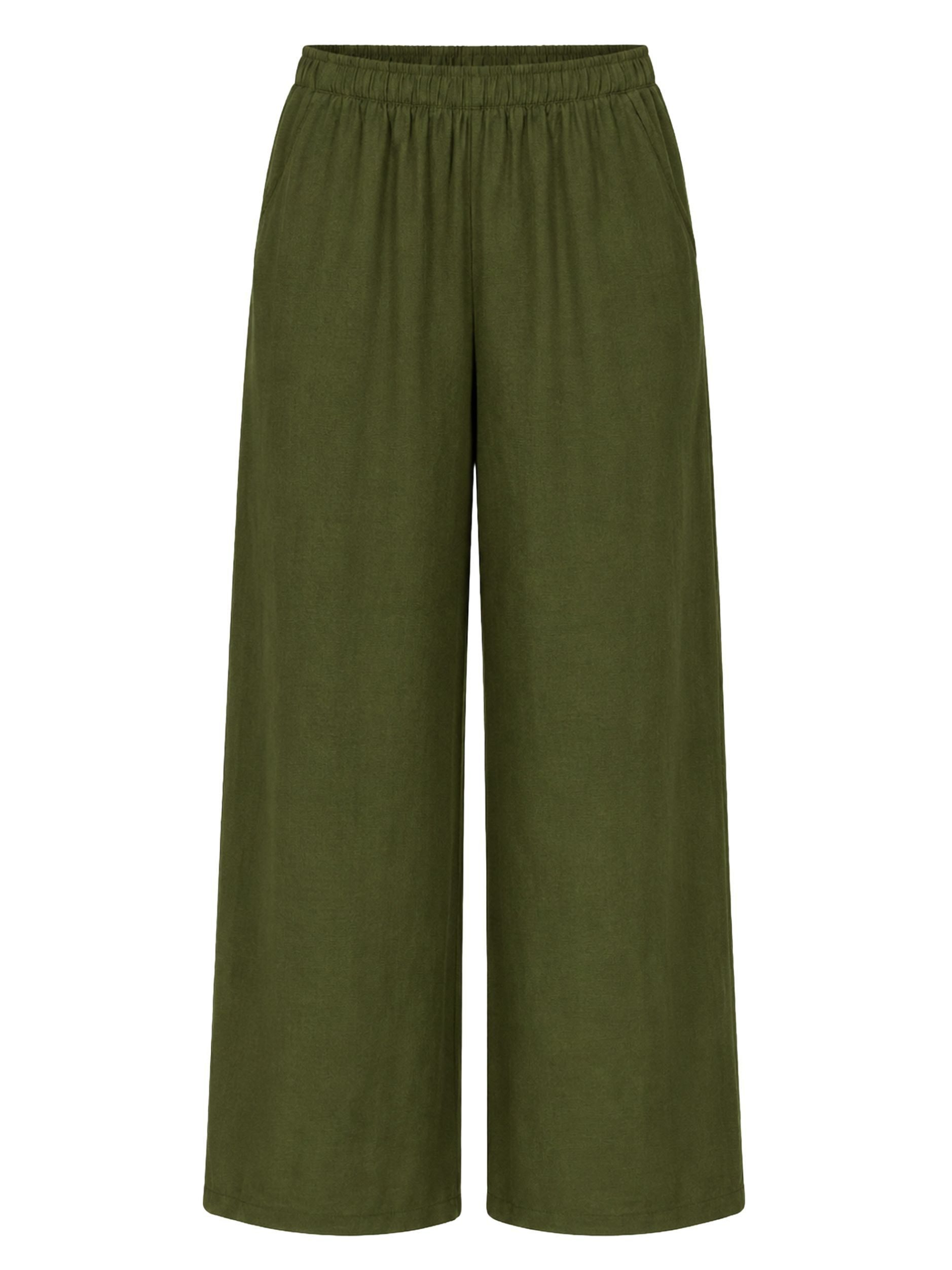 SASSYCLASSY Stoffhose Viskose Hose für Damen Weit geschnittene Hose mit elastischem Bund und Eingriffstaschen – Bild 2 von 5
