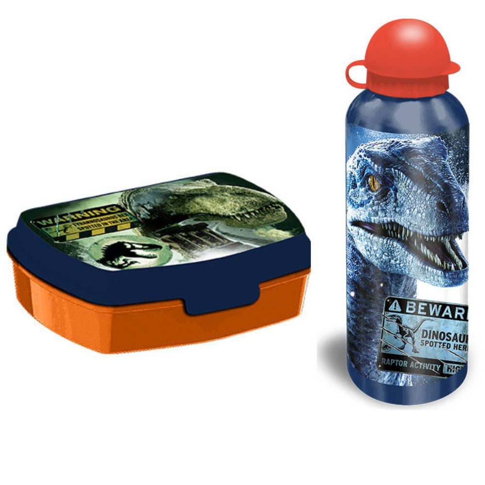 Jurassic World Lunchbox Jurassic World Blue Lunch Set Brotdose plus Aluminium Trinkflasche, Kunststoff Alu, (2-tlg)