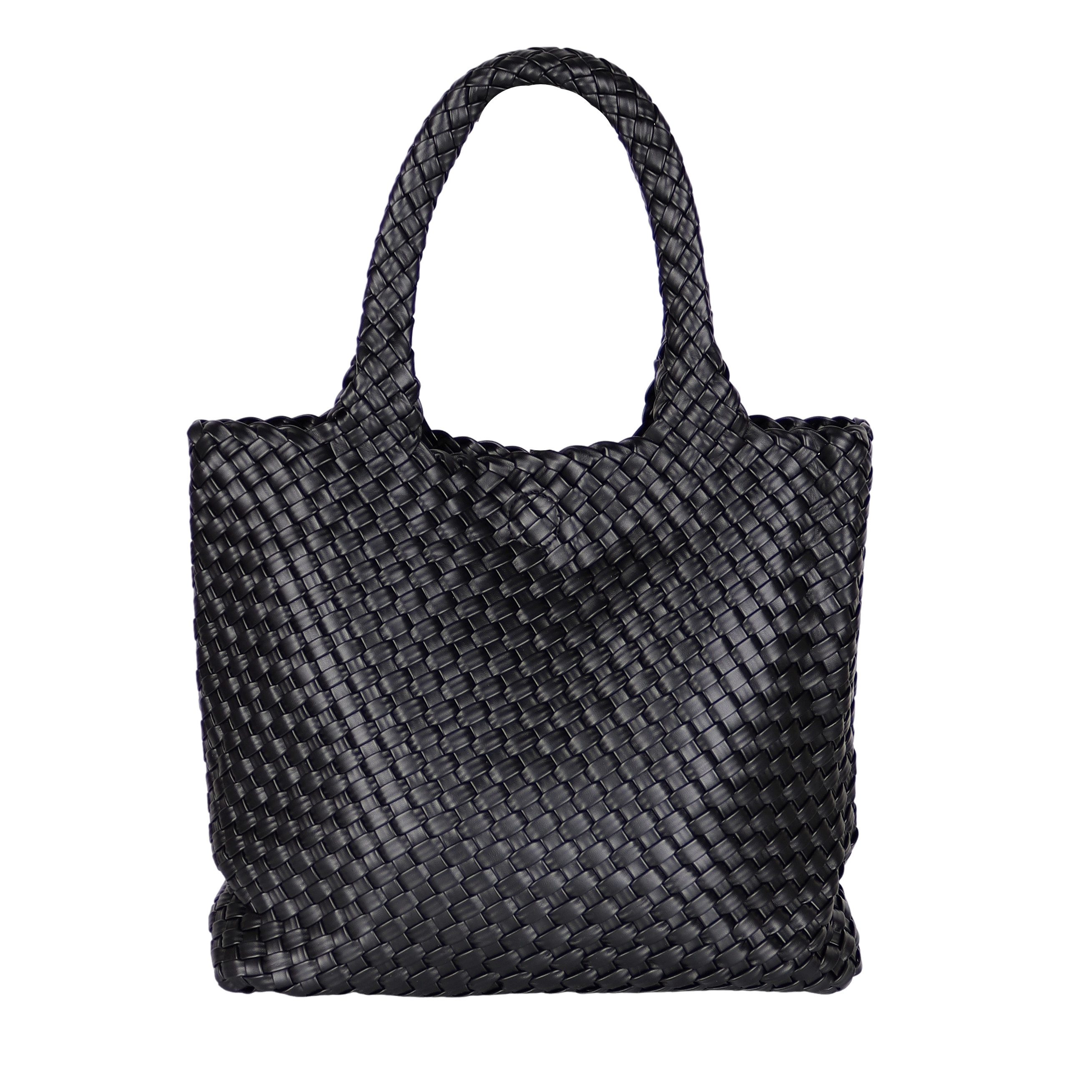 MIRROSI Umhängetasche Damen Shopper aus Kunstleder geflochten ca. 36x28x12 cm (langem Schulterriemen, Flecht-Optik, große Handtasche mit kleiner Innentasche), Neue Kollektion Herbst/Winter 2026