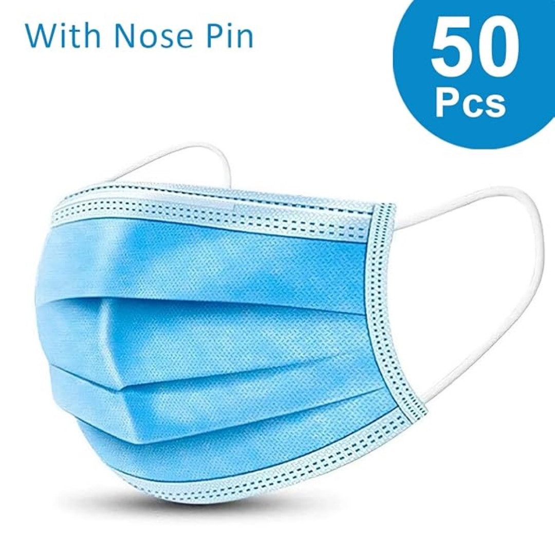 LA CUTE Gesichtsmaske Einweg Op Maske Gesichtsmaske Medizinischer Mund-Nasen-Schutz, 50-tlg., Drei-lagiger Schutz, integrierte Nasenklemme, komfortable Ohrschlaufen