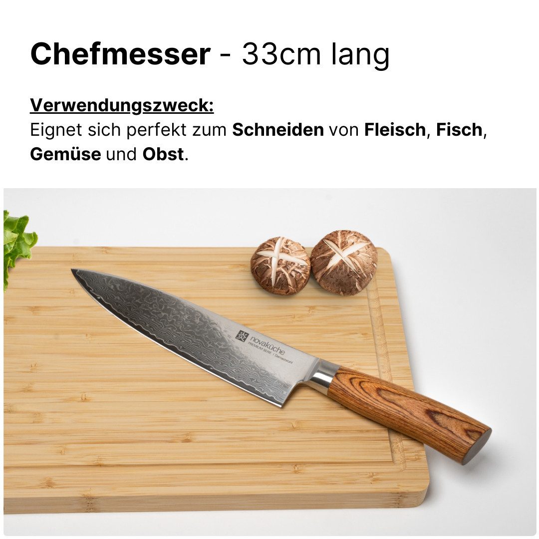 LIVINA HOME Damastmesser Profi Chefmesser mit scharfer 20 cm Klinge aus 67 Lagen, Damaststahl, Damast Messer Japanischer Art, Geschenkbox, Oster Deal Sale! – Bild 3 von 5