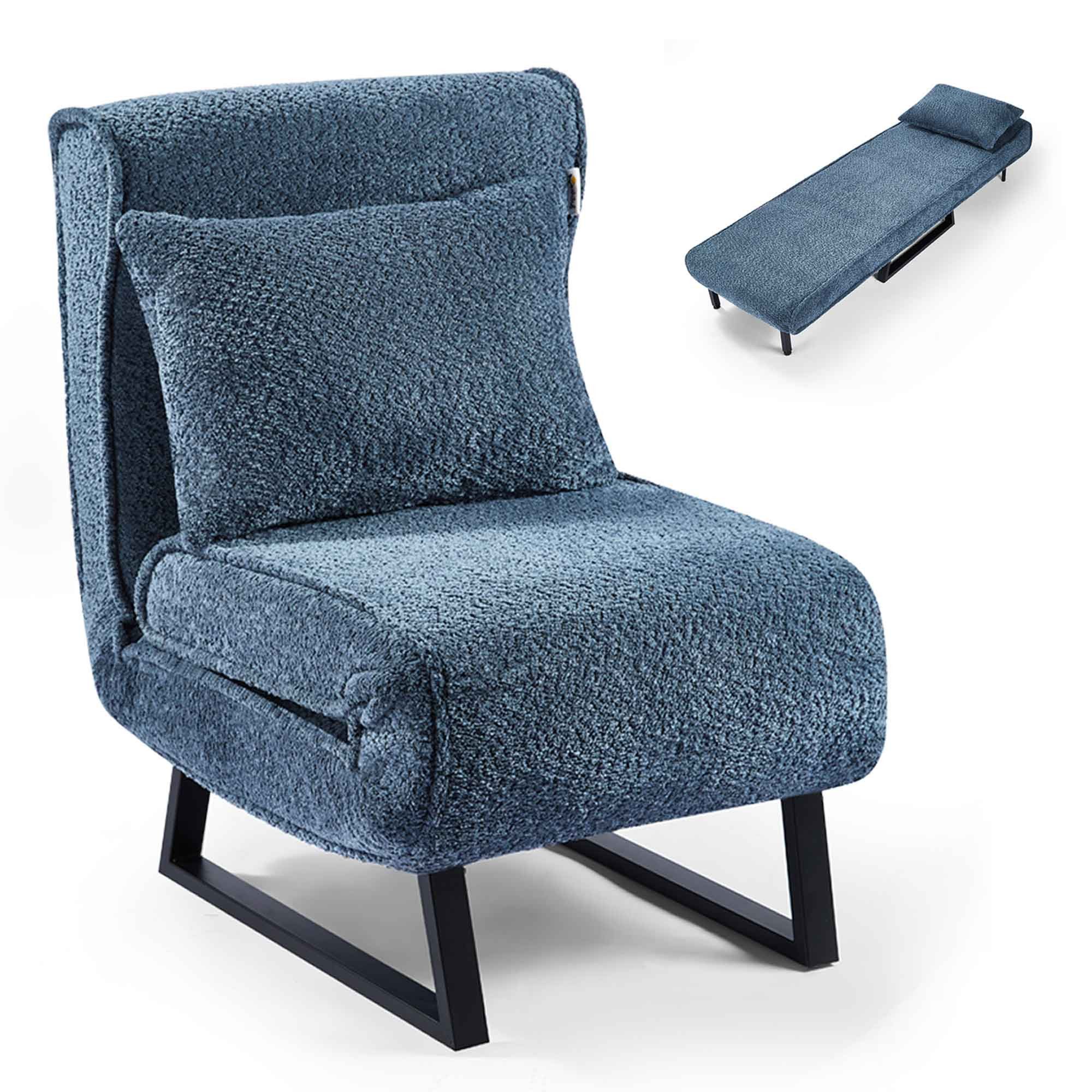 Makika Relaxliege Schlafsessel Schlafsofa Boucle Lea klappbar in Blau günstig online kaufen