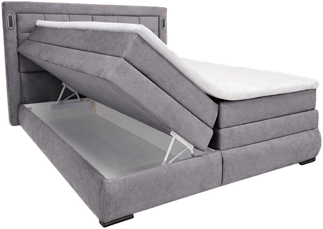 OTTO home Boxspringbett MIVVA mit Bettkasten, mit Taschenfederkernmatratze H3, H3/H4 mix, H4 (mit hochwertigem Luxus-Microfaser-Stoff, wahlweise mit LED-Leuchte – Bild 5 von 5