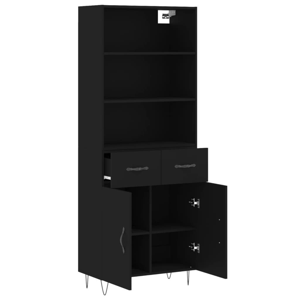 vidaXL Regal Holzwerksto Highboard Hochschrank Kleiderschrank cm Schrank Schwarz 69,5x34x180