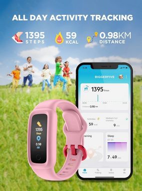 BIGGERFIVE Smartwatch (Android iOS), Fitness Tracker Uhr für Kinder Schrittzähler Pulsuhr Aktivitätstracker