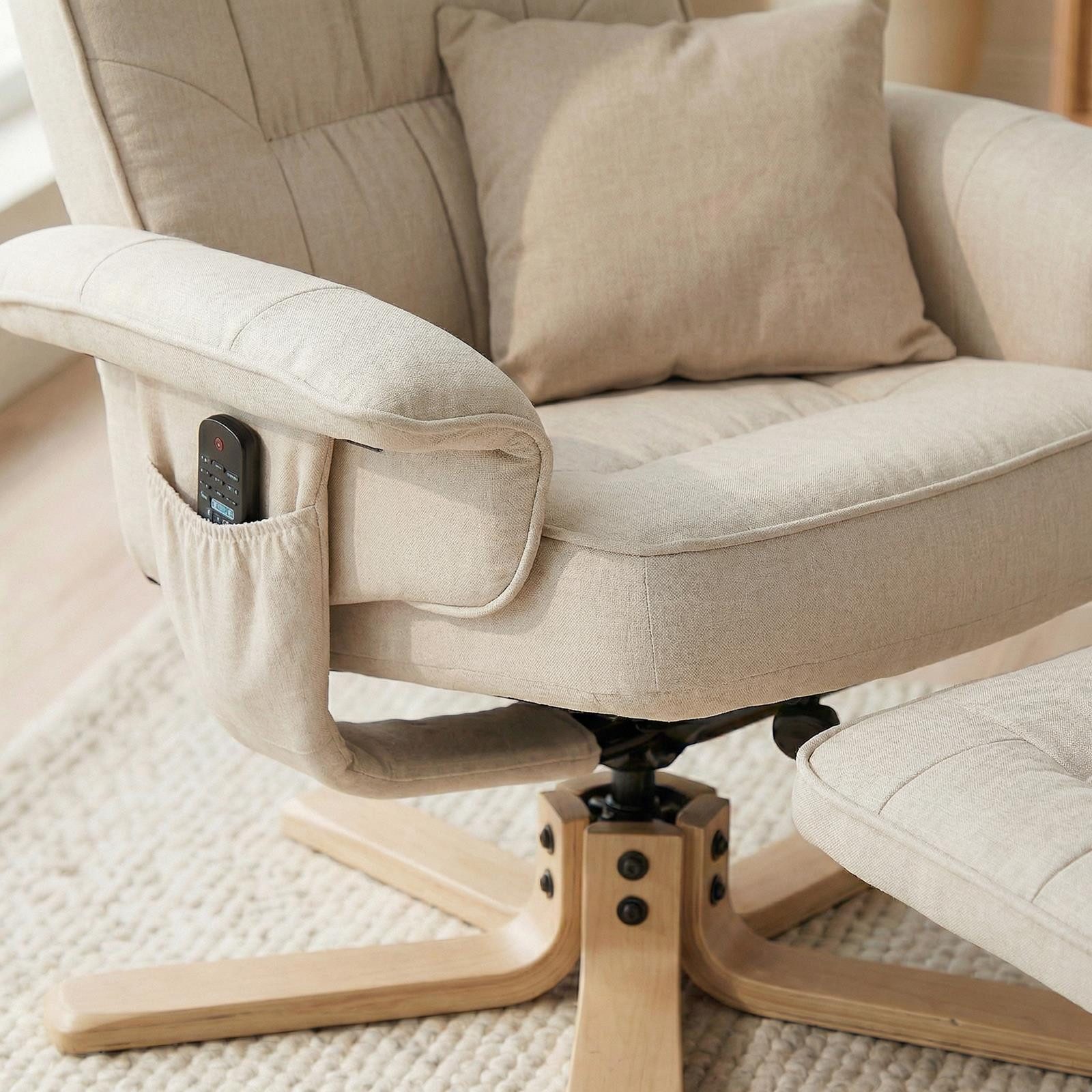 IDIMEX Relaxsessel CHARLY, Fernsehsessel mit Hocker, TV-Sessel neigungsverstellbar Stoff beige