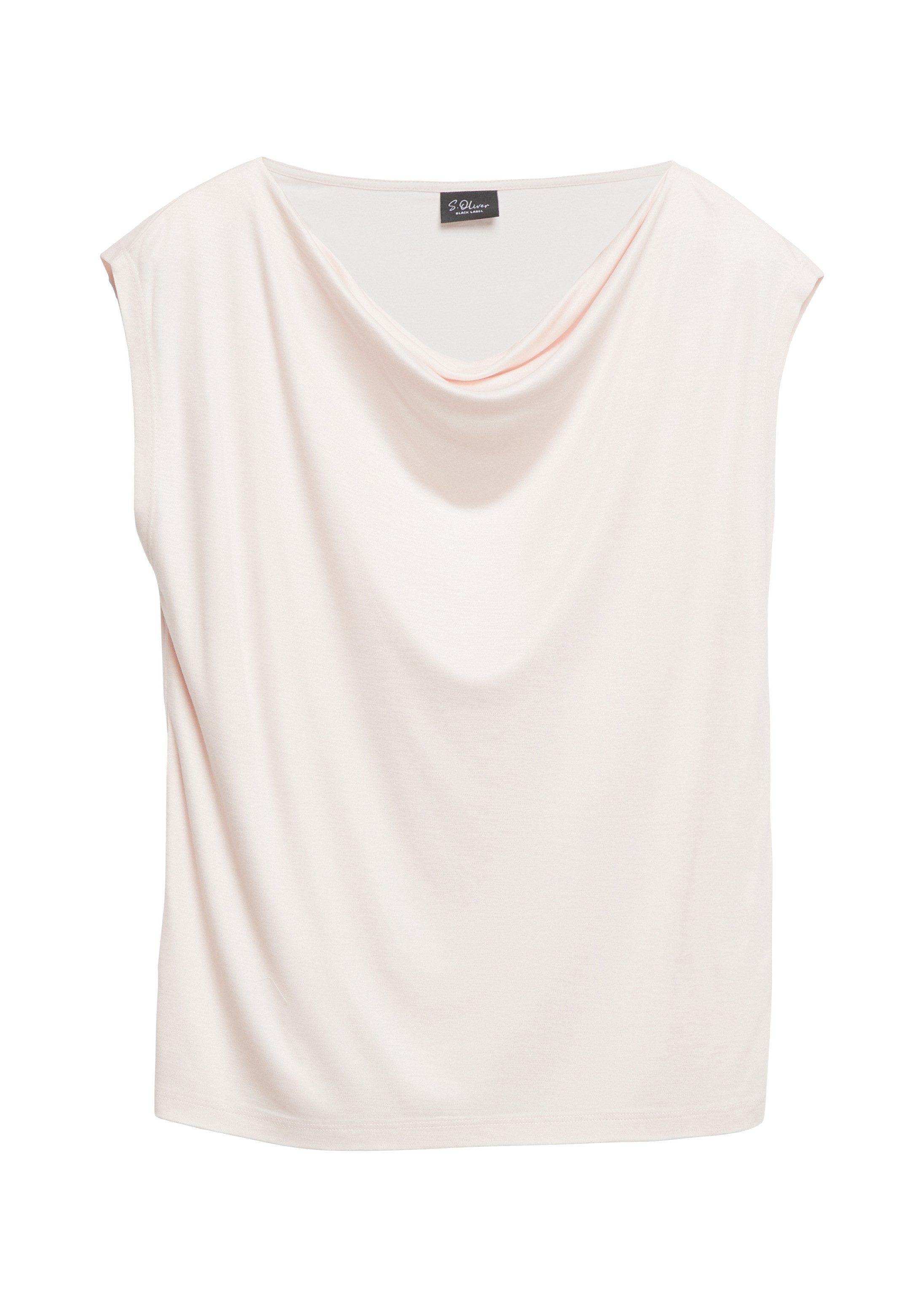 s.Oliver Muskelshirt T-Shirt Ärmelloses Shirt mit Wasserfallausschnitt