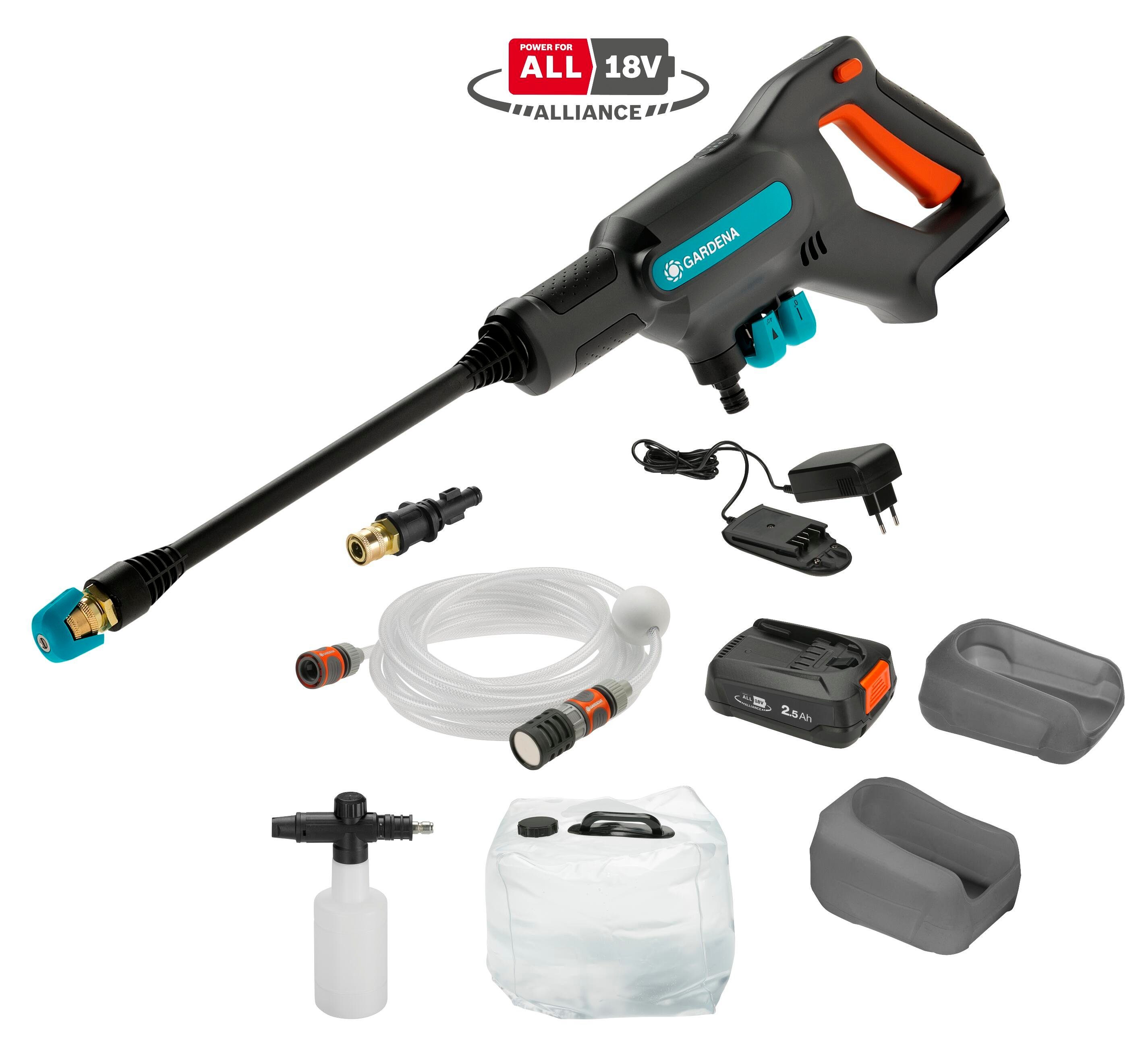 GARDENA Hochdruckreiniger Akku-Mitteldruckreiniger AquaClean 24/18V P4A Prem