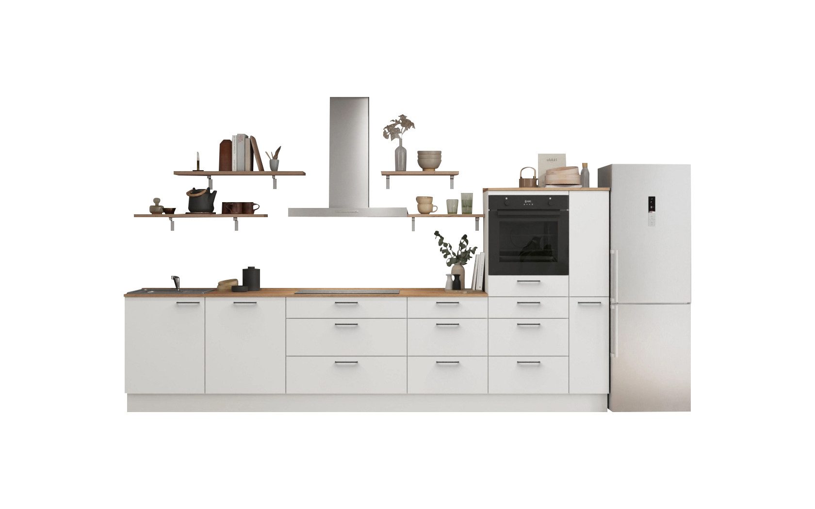 nobilia® Küchenzeile Lycka, individuell anpassbar, gratis Küchenplanung mit Profis, (Breite 330 cm), vormontiert, wahlw. mit E-Geräten, inkl. Lieferung