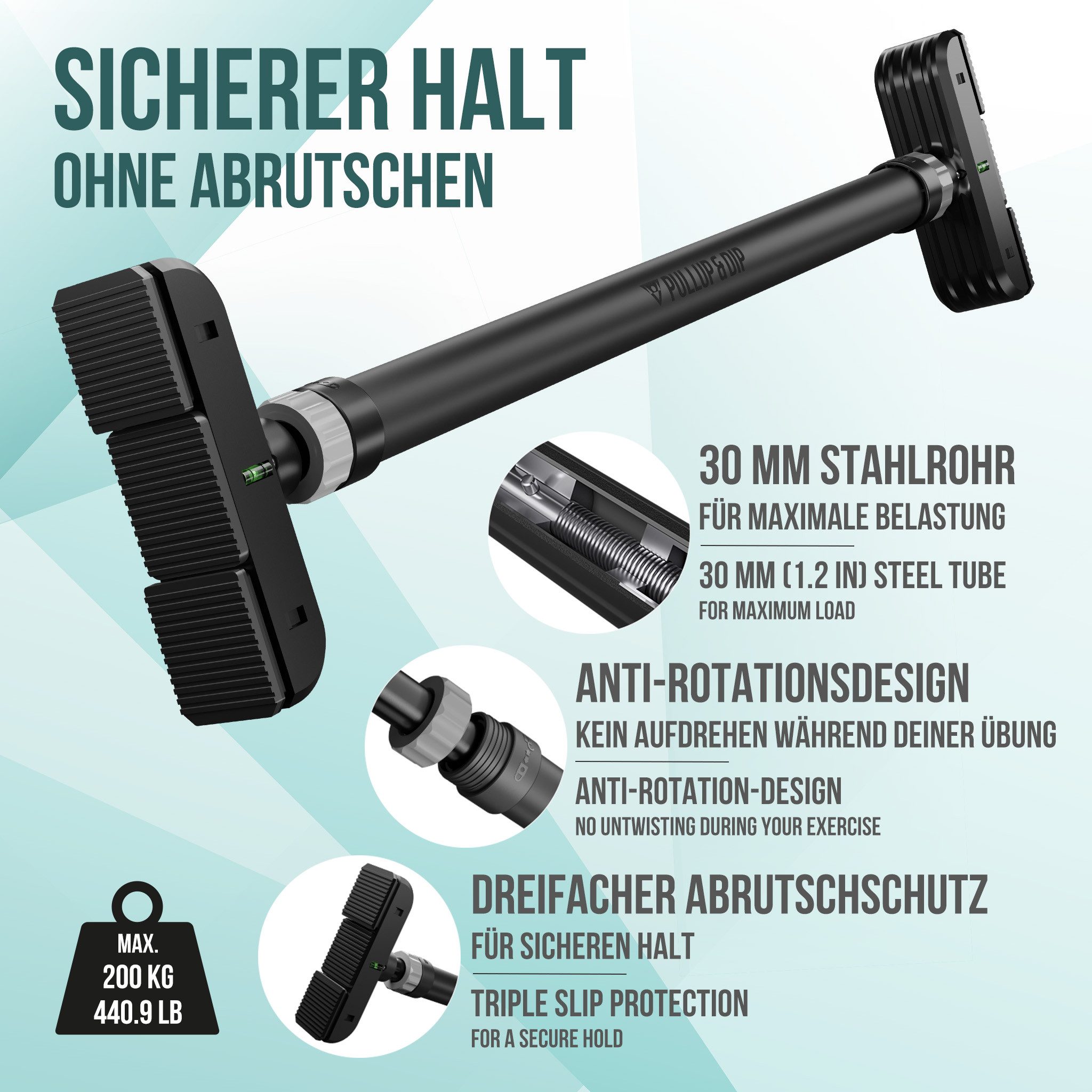 Pullup & Dip Klimmzugstange Klimmzugstange Türrahmen Teleskop (1-tlg)