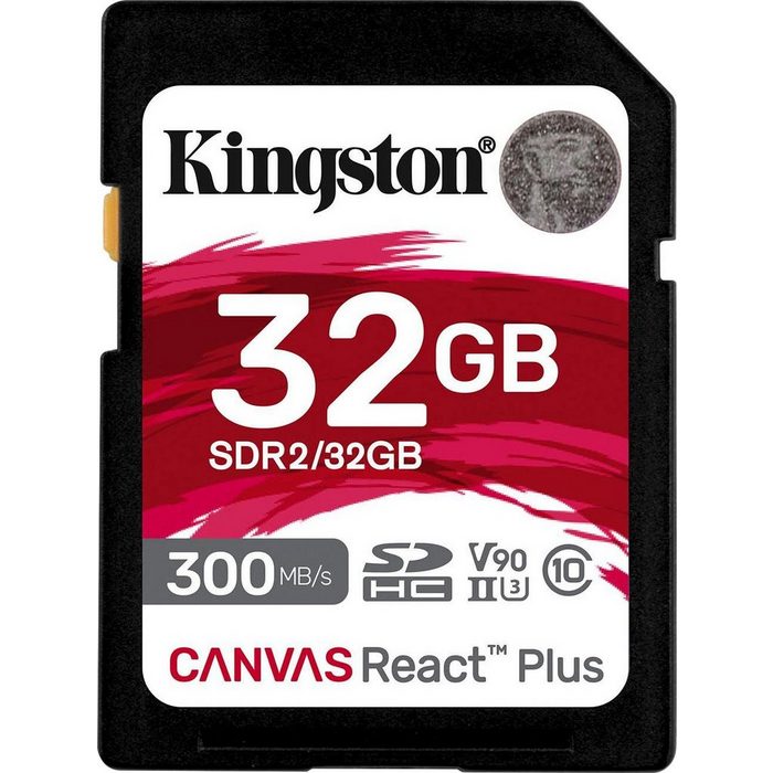 Kingston Canvas React Plus SD 32GB Speicherkarte (32 GB Class 10 300 MB/s Lesegeschwindigkeit)