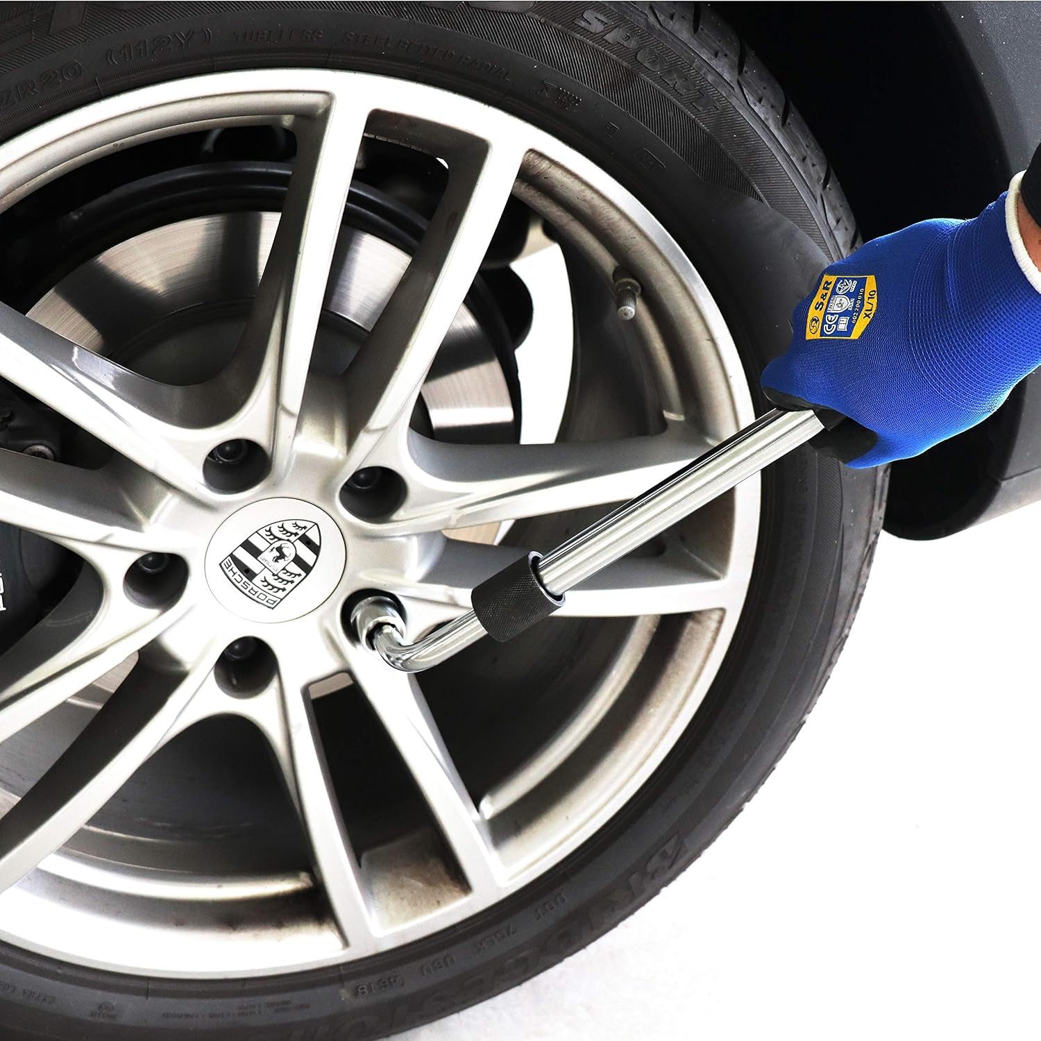 S&R Radmutternschlüssel Teleskop Reifenschlüssel mit Längenfixierung und hoher Hebelwirkung (Set, 3-tlg. mit 2 Doppel-Stecknüssen 17/19mm + 21/23mm), 1/2" Innenvierkant, auch geeignet für Zündkerzen-Nüsse