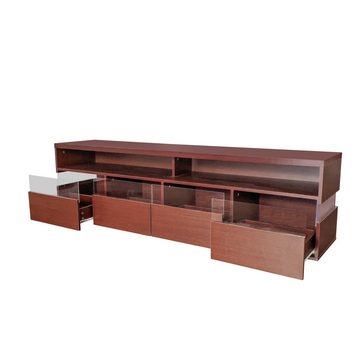 MODFU Lowboard TV-Schrank mit Nischen und Schubladen (Breite: 173,5cm), TV-Ständer hochglanz mit LED