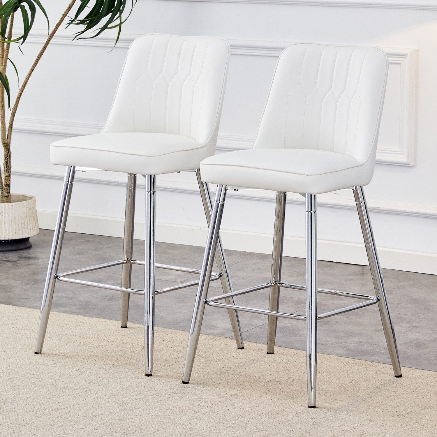 ANYSUN Barhocker 2er-Set Barstühle mit bequemer Fußstütze, Rückenlehne (gepolsterte Barhocker in Tresenhöhe 100 cm,Modernes Barhocker), Küchenstuhl für Küche, Esszimmer,Kücheninseln
