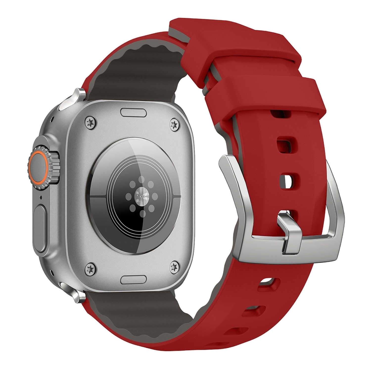 Wigento Smartwatch-Armband Für Apple Watch SE 2023 40mm Two Color Silikon Sport Arm Band Rot, Ersatz Austausch Silikon Sport Armband