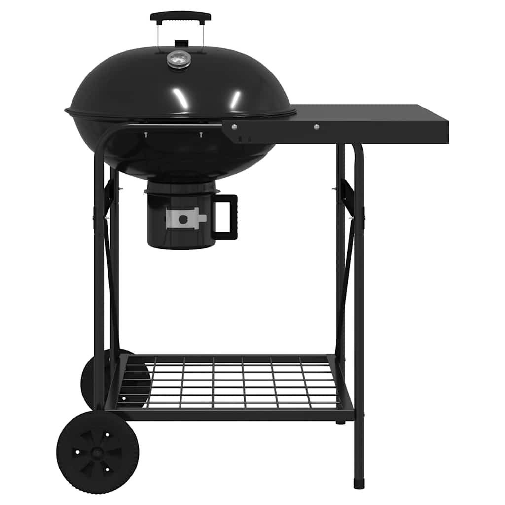 vidaXL Grillkamin Outdoor Grill Mit Rad Schwarz 91 x 71 x 107 cm Metall