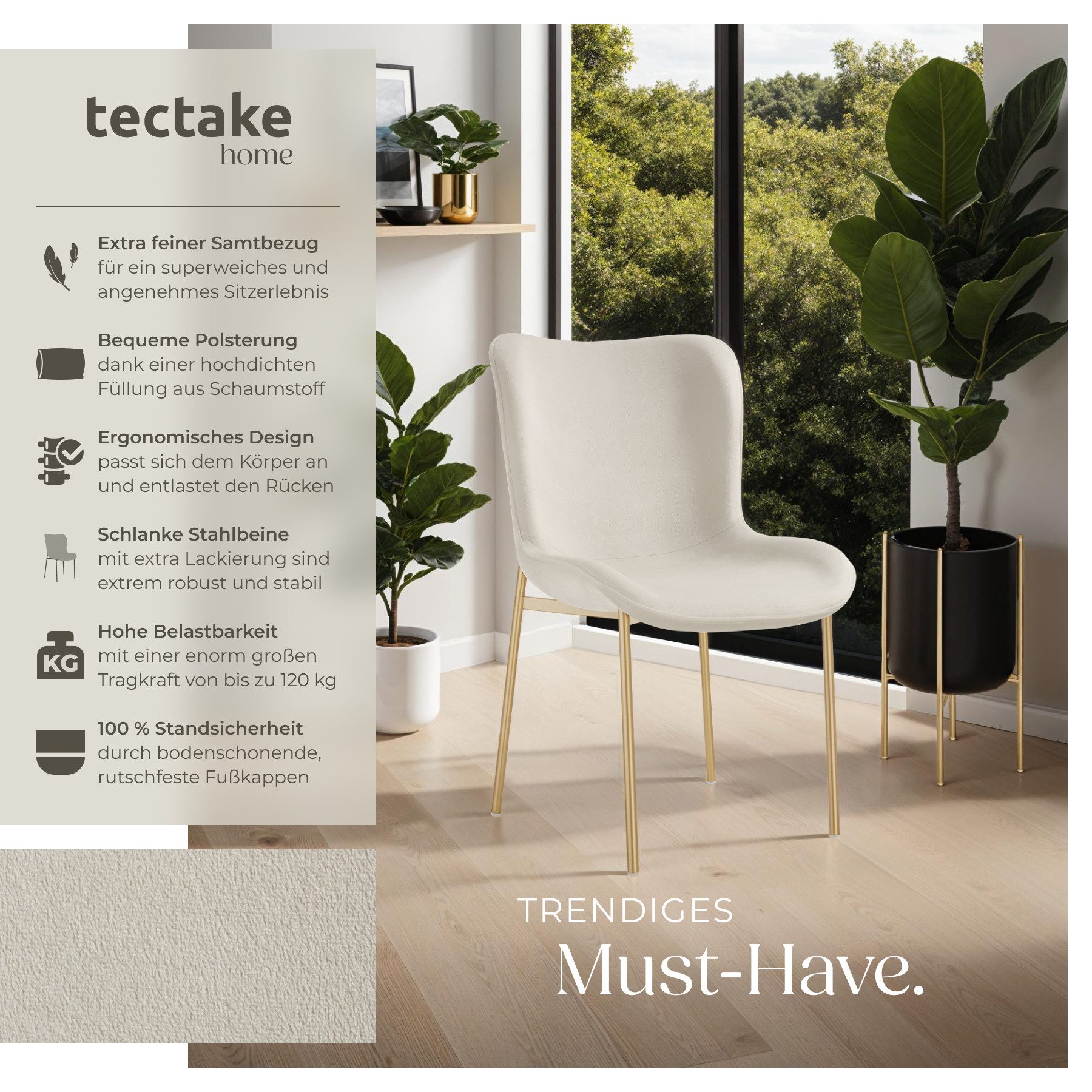 tectake Esszimmerstuhl Polsterstuhl (Set, 6 St), günstig online kaufen
