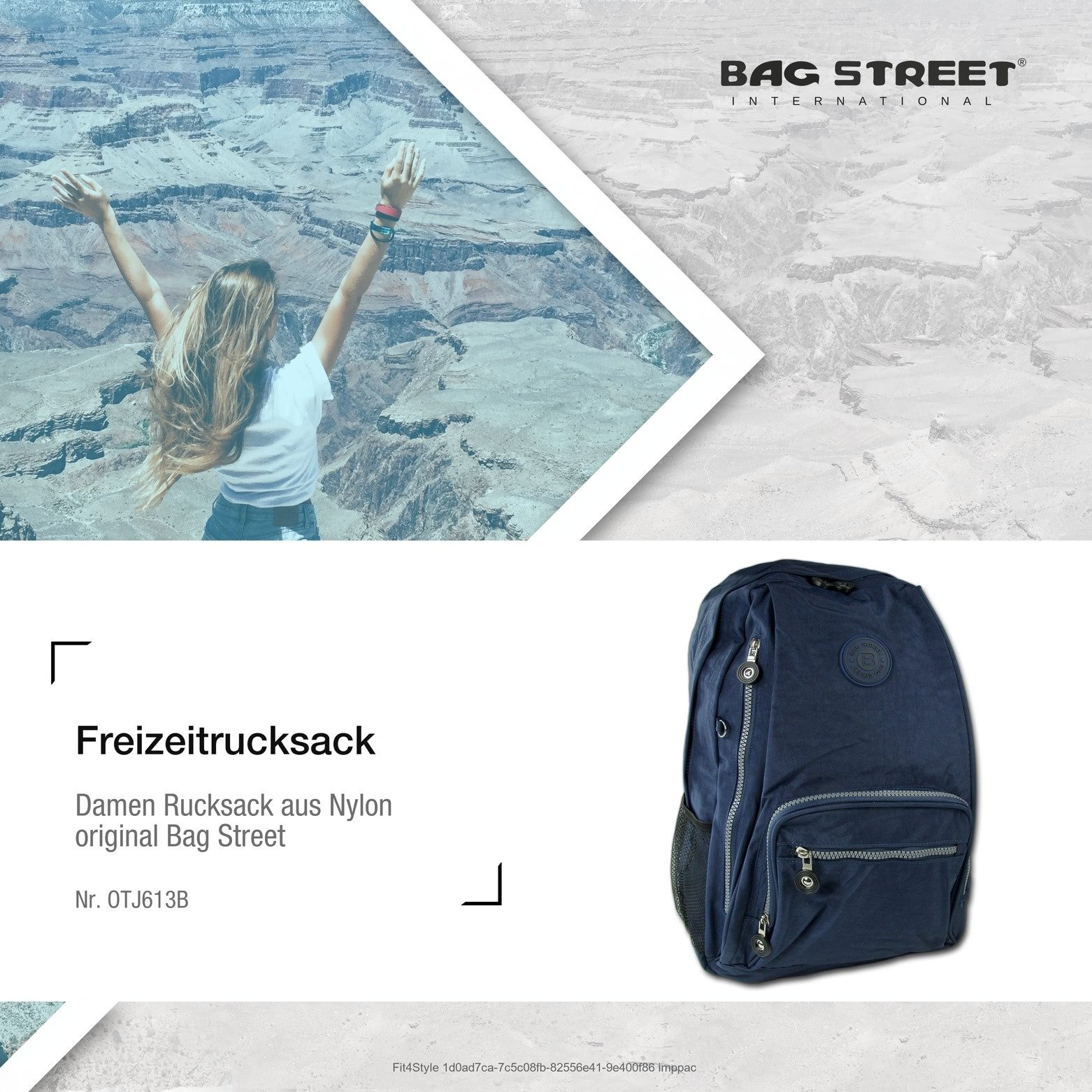 BAG STREET Freizeitrucksack Bag Street Rucksack Nylon navy, Damen, Jugend Freizeitrucksack, Sportrucksack Nylon, blau ca 43cm hoch